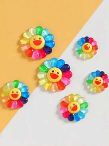 Set de 10/20 encantadores encantos grandes de girasol de colores arcoíris en resina para decoración creativa, manualidades de joyería, accesorios para el cabello, fundas de teléfono y accesorios para muñecas Blyth y Ob11