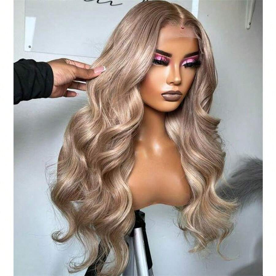 Rina 200% Density Milk Tea Ash Blonde Lace Front Wig Human Hair Upgrades Body Wave Platinum Grey Balayage Lace Front Wig More Full And Thicker 13x4 HD Invisible Frontal Wig For Women 20 Inch01 - Upgradesmilkteaashblondecolor - View 1