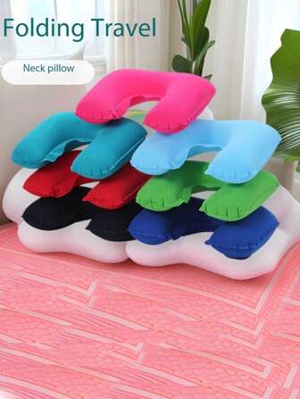 1PC, U-Shaped Inflatable Pillow, Outdoor Camping U-Shaped Pillow, Cervical Pillow, Aviation Pillow, Outdoor Airplane Pillow, Travel Pillow Inflatable Pillow
