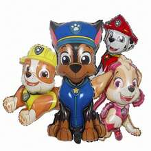 1套多色Woof Team狗鋁箔氣球－卡通設計，Ali Tian Tian風格 | Paw Patrol主題氣球派對裝飾（Chase、Rubble）－生日禮物鋁箔氣球 - 彩色 - 查看 2