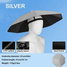 1pc 110g/3.9oz Portable Rain Hat Umbrella, Large Head-Mounted Umbrella, Fishing Cap, Sun Protection, Fishing Accessories, Fishing Gear - Multicolor - View 14