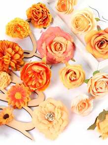 40pcs-Artificial Flowers Fall, Orange Faux Flowers With Stems Silk Mix Peony Combo Set Combination Silk Mixed Peony Rose Hydrangea Fake Flowers, Halloween Fall Decorations,Floral Decoration Gift, Wedding Bouquet, Home Artificial Flower Decoration, Happy Fall Party Supplies Thanksgiving Birthday,Hanksgiving Harvest Decor Party Supplies,Party, Wedding, Classroom,Home Thanksgiving Indoor Harvest Halloween,Autumn Harvest Party Supplies