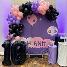 10 Inch (25.4 Cm) Purple & Pink Latex Balloons, 62pcs/Set Pink, Black & Purple Balloons For Birthday, Wedding, Bridal Shower, Bachelorette, Halloween Decor - Multicolor - View 4