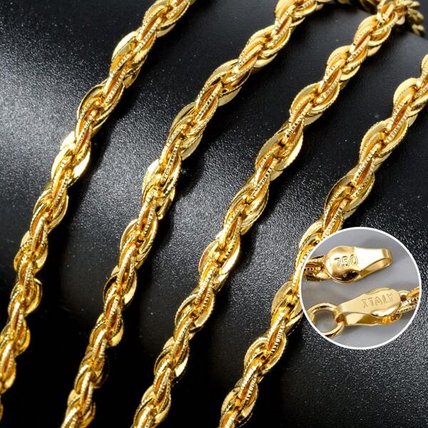 1 Stück Mode 750er Italienisch Geflecht Goldkette Kupfer für Frauen und Männer, gepaart mit Anhänger Kette, geeignet für den täglichen Gebrauch, Partys, Urlaub, Geschenke