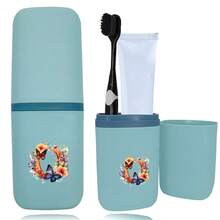 1pc Toothbrush Box Portable Detachable Organizer Case Mouthwash Cup Travel Toothbrush Storage Container Dustproof And Waterproof Toothpaste Holder Suitable Travel Accessories For Business Travel Initial Name 26 Letters Pattern - Blue - View 60