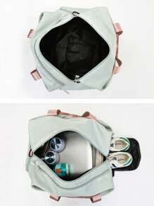 1pc Personalized Women Oxford Cloth Multifunctional Travel Bag, Wet And Dry Separation Gym Bag, Portable Yoga Bag, Trolley Sleeve, Fashionable Shoulder Bag, Embroidery Custom Letter, Foldable Carry-On Luggage, Large Capacity With Separate Shoe Compartment, Suitable For Business Trip, Vacation