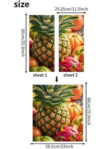 2 件/套 66 厘米 X 58.5 厘米自粘可移除 PVC 装饰墙贴，水果樱桃西瓜柠檬图案自粘贴纸适用于厨房墙壁、洗碗机、冰箱墙纸房间装饰墙面装饰卧室客厅装饰