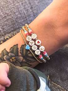 1pc Personalized Colored Name, Letter, Text Bracelet, Vibrant Color Birthday Party Gift, Back To School Gift, Suitable For Teens