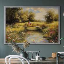 1 Pc Charming Spring Meadow With Spring Blossoms, Romantic Floral Landscape Printable Wall Art, Wall Decoration, Canvas Print, Oil Painting Poster, Modern Minimalist Style Print, Living Room And Room Decoration, Bathroom Decoration, Ideal Gift, No Frame