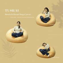 Beanbag Cover With Liner Only Washable 3ft (No Filler) Ultra Soft Velvety Luxurious Stretch Microfiber Suede Beanbag Chair Cover 3ft For Adults Indoor Pear Style Large - Peach Pink - 粉色 - 查看 2
