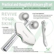 Rodillo facial de masaje y herramientas Gua Sha de acero inoxidable para cuidado de la piel facial, cuello y Body. Reduce la hinchazón y elimina arrugas. - DetalleGuashaSet - Ver 2