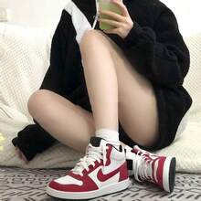 NIKE Women's Court Borough Sneakers, Chicago Red, Style No. 839977-103 - Red and White - View 6