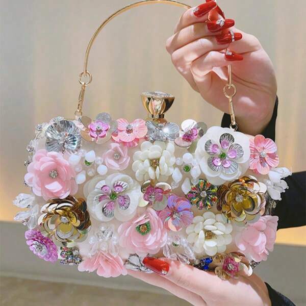 2025 New Stylish Floral Design Women Evening Bag, Clutch Bag For Party, Wedding And Bridesmaid Dress