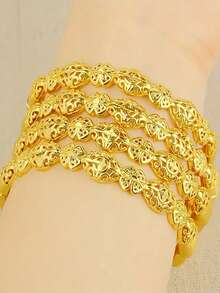 1 件时尚流行简约女士手链，适合日常佩戴和派对 - 卡扣花卉金色 - 查看 4