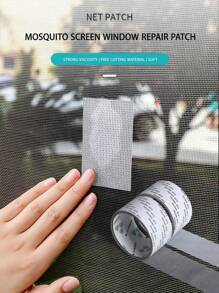 Self-Adhesive Mesh Window Repair Tape, Waterproof Tear-Resistant Insect Screen Patch, Strong Adhesive For Fabric And Screens, Waterproof Self-Adhesive Screen Repair Tape For Damaged Screens, Black, For Repairing Holes Or Cracks In Screens And Doors, Self-Adhesive, For Fixing Mosquito Nets And Repairing Screens