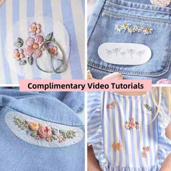 15 piezas de parches bordados solubles en agua con diseño autoadhesivo, adecuado para principiantes, apto para DIY en faldas, ropa vaquera, sombreros, etc., incluye videos instructivos. Artesanía hecha a mano, paquetes de materiales DIY, DIY ropa, DIY camisetas, DIY regalos, DIY moda, tutoriales DIY, kits de herramientas de costura, juegos de bordado.