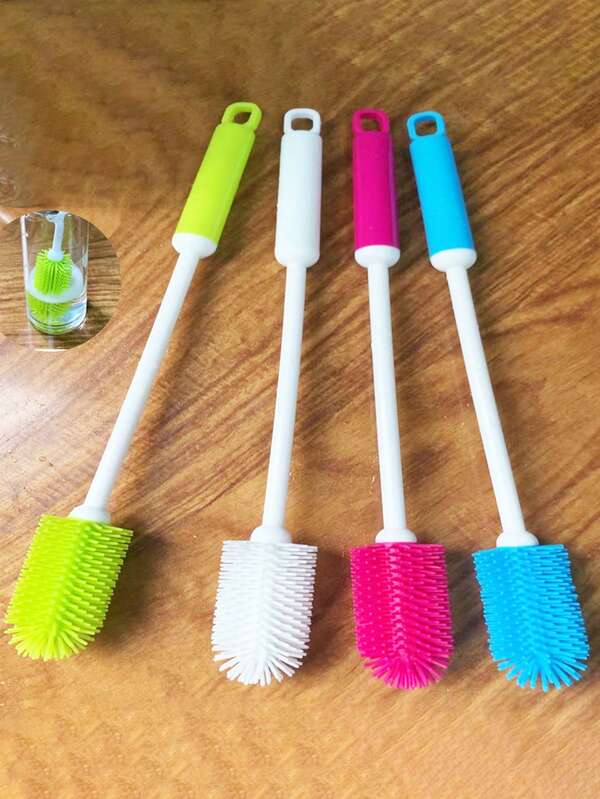 1 spazzola per biberon con rotazione a 360 gradi, manico lungo, spazzole in silicone, strumenti per la pulizia di biberon, ciucci e accessori, tazza, bicchiere d'acqua, spazzola per la pulizia dei biberon