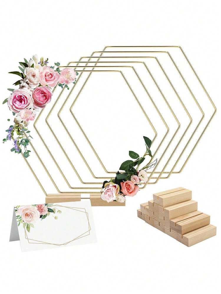 10 Cerchi In Metallo Dorato Da 30 Cm Per Centrotavola Fai Da Te – Con 10 Porta Carte In Legno Per Matrimoni E Feste