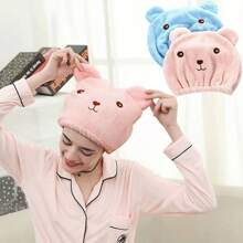 1pc Cartoon Teddy Bear Dry Hair Cap Absorbs Water And Thickens Hair For Adults. Quick Drying Bag, Headscarf, Shower Cap, Dry Hair, Shampoo Towel,Bonnet,Shower Cap,Hair Products And Accessories For Barber Salon Beauty Travel Essentials Back To School
