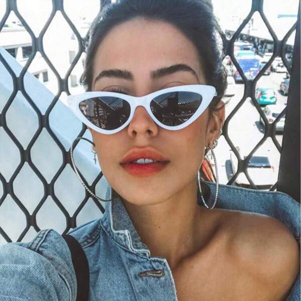 1 Piece Women's Small Frame Cat Eye Plastic Temple Chain Glasses, Suitable For Daily & Travel