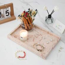 Marble Bathroom Tray,Pure Natural Marble Vanity Tray,Marble Tray For Kitchen Counter Non-Ceramic/Non-Resin,Stone Tray 12 X 8 Inch (Pink Marble Tray) - Hot Pink - View 2