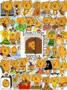 50pcs/Pack Funny Cute Dumb Dog Sticker Decorations, Waterproof For Water Bottle, Phone, Fridge