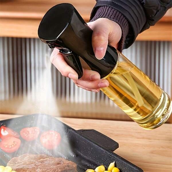 200 ml/300 ml wysokociśnieniowa, szczelna butelka z rozpylaczem do oliwy z oliwek - narzędzie kuchenne do grillowania, frytkownica powietrzna, naczynia kempingowe - precyzyjna kontrola oleju, plastikowa konstrukcja, butelka z rozpylaczem do gotowania, akcesoria do grillowania, przezroczyste ciało, plastik bez BPA