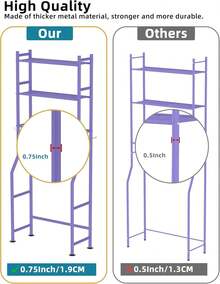 3-Tier Over The Toilet Storage, Freestanding Metal Bathroom Shelves With 4 Hooks, Over Toilet Storage Shelf With Paper Holder, Above The Toilet Shelf For Bathroom Storage, Purple - 紫色 - 查看 8