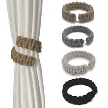 2 chiếc/4 chiếc Phong cách Bohemian, Dây buộc rèm bện, Dây buộc rèm phong cách đồng quê trang trại, Giá treo rèm, Giá treo rèm nhẹ thanh lịch bằng vải lanh thô cho trang trí nhà ngoài trời, phòng ngủ, văn phòng, trang trí ngày lễ hàng ngày - Nhiều màu - Xem 9