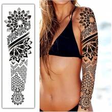 New  48 Waterproof Temporary Tattoos For Alt, Manala Vintage Black Lots Temporary Tattoos For Men Women, Manala Fll Arm Fake Tattoo Bohemia Flower Fake Arm Tattoos For Boys Girls - M-那 - 查看 5