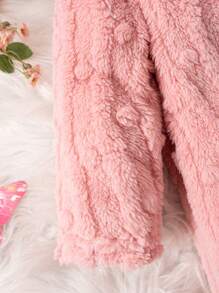 Baby Mädchen modischer umkehrbarer dicker Fleece Polka Punkt Muster Kapuzen Cardigan, warme und bequeme Kinderouterwear für Herbst/Winter