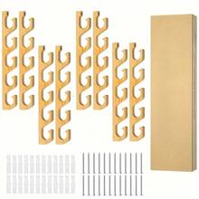 1/2/4 Pakete horizontaler Angelrutenhalter/Ständer, geeignet für Garage, Wandmontage oder Deckenmontage Angelrutenhalter, Angelrutenhalter aus Massivholz, kann bis zu 5 Angelruten oder Kombinationen oder Netzhalter unterstützen.
