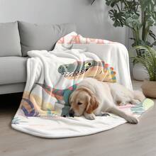 定制恐龙羊毛毯，印有名字和个性化文字，柔软轻便，四季皆宜，适合沙发、办公室、床、旅行、露营、生日、圣诞节等独特礼物 - 彩色 - 查看 3