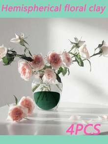 4 bucăți de spumă florală rotundă emisferică, fabricată din material poliester durabil, potrivită pentru realizarea de buchete de flori proaspete și flori artificiale, ideală pentru decorarea casei, a petrecerilor și a evenimentelor