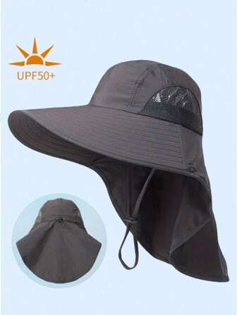 1 件装防水速干宽边遮阳帽，男士透气徒步防晒护颈钓鱼帽，夏季适用