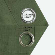 Olive Green Curtains 96 Inches Long For Living Room 2 Panels Grommet Semi Sheer Linen Drapes Boho Home Decor Modern Farmhouse Light Weight Forest Avocado Dark Green Curtains For Bedroom 52x96 - 橄欖綠 - 查看 8