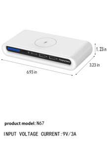 شاحن متعدد الوظائف محمول 4 في 1 مع منفذين USB ومنفذ Type-C و15 واط شحن لاسلكي، مناسب للهواتف الذكية وسماعات البلوتوث والساعات الذكية والأجهزة اللوحية وغيرها (ليس بنك طاقة) مناسب للمكتب والمسكن والشحن اللاسلكي المنزلي