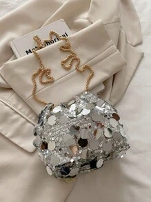 Fashionable Niche Sequin Chain Bag For Women In The Summer Of 2025, New Bucket Bag, Crossbody Bag, Fashionable And Personalized Shoulder Bag