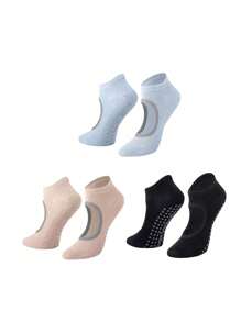3/5 Pairs Silicone Grip Yoga Socks With Visible Toes Design, Suitable For Pilates, Fitness, Indoor Dance, Skipping Rope, Soft & Comfortable, Durable & Shock-Absorbent