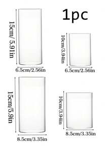 1pc, Glass Cylindrical Clear Candle Holder, Wedding Centerpiece Decoration, Easter And Thanksgiving Glass Cylindrical Vase For Wedding Centerpiece, Floating Candle Vase Flower Decoration, Wedding Ornaments, Ornament Candle Holder