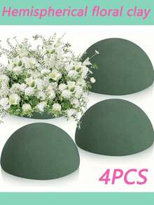 4 bucăți de spumă florală rotundă emisferică, fabricată din material poliester durabil, potrivită pentru realizarea de buchete de flori proaspete și flori artificiale, ideală pentru decorarea casei, a petrecerilor și a evenimentelor