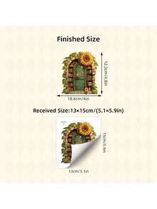 1 件 3D 童话森林门创意墙贴 - PVC 自粘贴花 - 适用于向日葵装饰/踢脚线装饰/绿色浴室/橱柜装饰/厨房/家居装饰 - 门贴和墙壁遮盖丑陋 - 彩色 - 查看 3