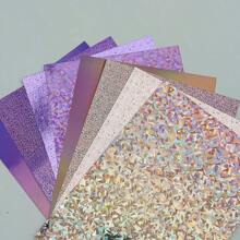 8pcs A4 Mixed Color Cardstock, Including Purple Holographic Reflective Paper, 8.3*11.7 Inch, Thick Card Paper For DIY Crafts, Party Decorations, Gift Packaging, 250GSM School Supplies, Back To School