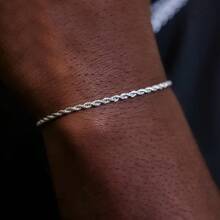 1 pieza Brazalete de cadena trenzada de acero inoxidable plateado y dorado, sencillo y de moda, apto para uso diario y de citas, regalo de joyería