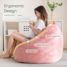 Bean Bag Chair With Filler - Fluffy Lazy Sofa With Handle Soft Stuffed Filling - Comfy Cozy Accent Sofa With Pocket For Dorm, Apartment, Living Room (Pink) - 玫紅色 - 查看 5