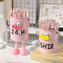 DIY大口笔筒化妆刷桶，可爱优质学生办公桌大容量笔筒，简约美式复古收纳桶。彩妆收纳，居家办公收纳，书房收纳。INS卡通个性笔筒，学生办公桌办公室大容量可爱简约复古收纳桶
