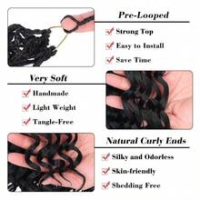 Leeven Gogo Curl Crochet Hair 10 Inch 8 Packs Black Ocean Wave Crochet Hair Pre Looped Deep Twist Goddess Box Braids Short Curly Water Wave Synthetic Braiding Hair For Women Girl 01 - #1B - Xem 4