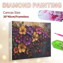 1pc 5D Diamond Painting Kit, Full Drill Round Diamonds, DIY Canvas Wall Art, Floral Mosaic Craft, Cross Stitch Decor Home Decor Gift, Frameless 11.81x15.75inch