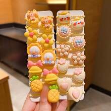 80pcs Niñas Dulce Dibujos Animados Flores Donas Pastel Decoración Lazos para el Cabello Conjuntos de Bandas para el Cabello, Elección ideal para Regalos - 80 Piezas de Colores de Caramelo - Ver 6