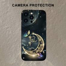 Diseño único, creativo y lindo de luna y estrella, funda de teléfono clásica personalizada, elegante y sencilla, protección a prueba de golpes y anticaídas, resistente a las manchas y duradera, adecuada para  17/17 Pro/17 Pro Max/17 Air/ 16/16 Pro/16 Pro Max/16 Plus/ 15/15 Pro Max/15 Pro/15 Plus/ 14/14 Pro/14 Plus/14 Pro Max/ 13/13 Pro/13 Pro Max/12/12 Pro/12 Pro Max/11/11 Pro/11 Pro Max/XR/X/XS/XS Max. Es el regalo de cumpleaños perfecto para novias, novios, esposos, esposas, amigos o para uno mismo, innovador y a la moda, adecuado tanto para hombres como para mujeres.Funda de teléfono en blanco y negro - Negro 2047 - Ver 5
